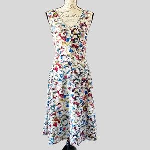 100% Silk RACHEL ROY Watercolor Floral Sleeveless Midi Dress With Keyhole Back